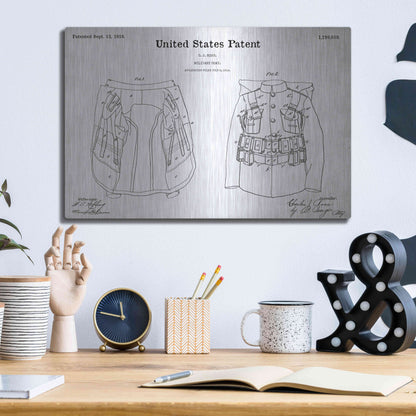 Luxe Metal Art 'Military Coat Blueprint Patent White' Acrylic Glass Wall Art,16x12