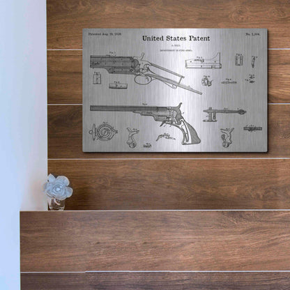 Luxe Metal Art 'Colt Revolver Blueprint Patent White' Acrylic Glass Wall Art,16x12