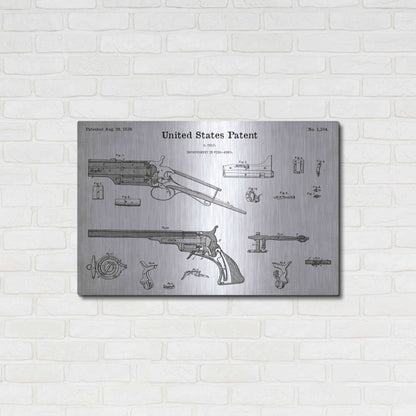 Luxe Metal Art 'Colt Revolver Blueprint Patent White' Acrylic Glass Wall Art,36x24