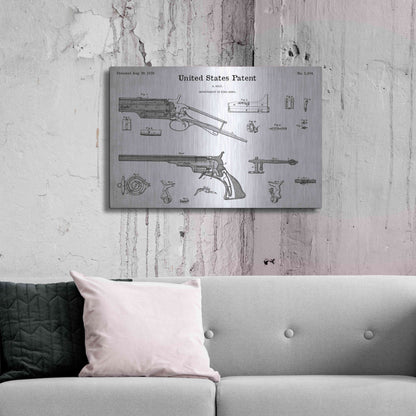 Luxe Metal Art 'Colt Revolver Blueprint Patent White' Acrylic Glass Wall Art,36x24