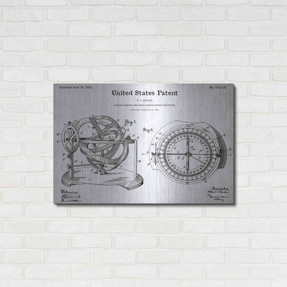 Luxe Metal Art 'Stellar Compass Blueprint Patent White' Acrylic Glass Wall Art,36x24