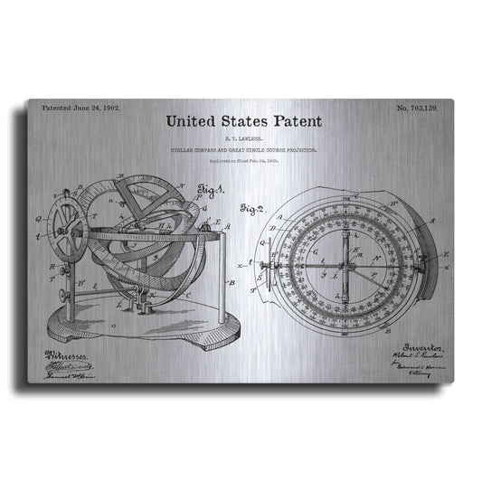 Luxe Metal Art 'Stellar Compass Blueprint Patent White' Acrylic Glass Wall Art