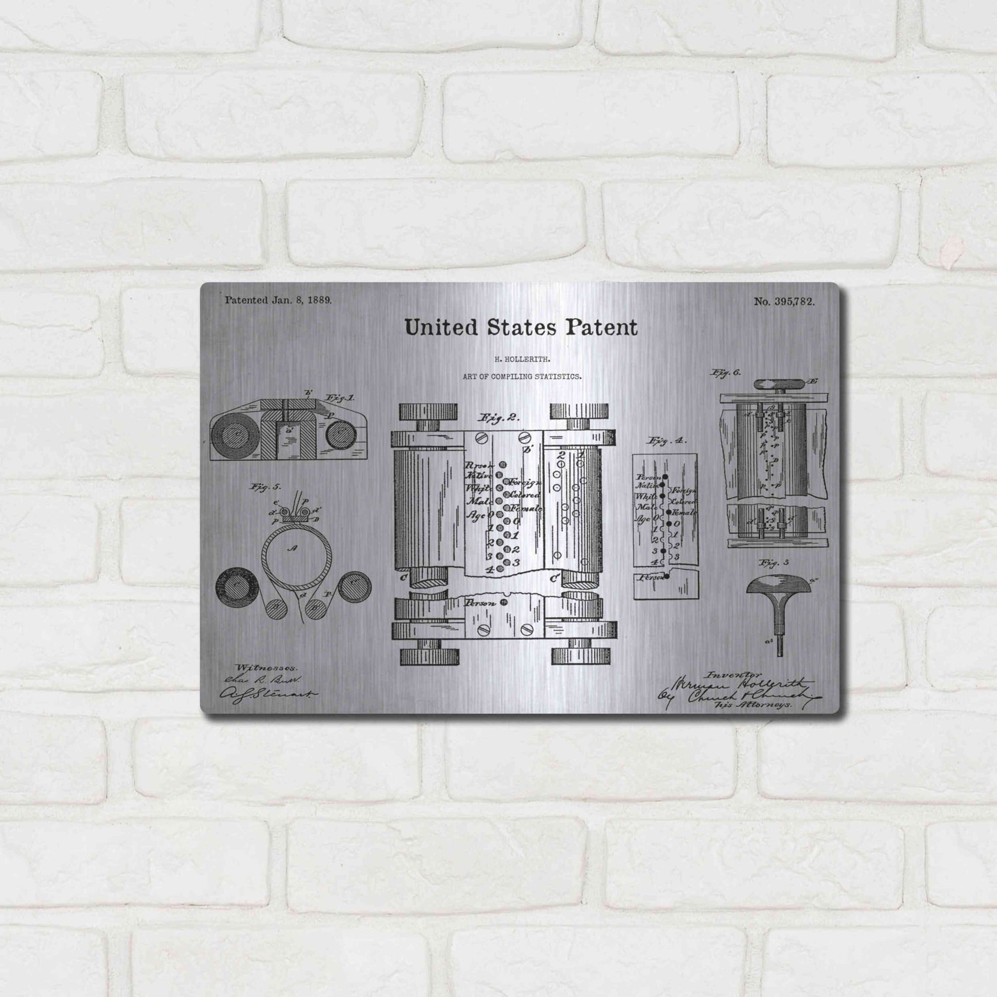 Luxe Metal Art 'Tubular Machine Blueprint Patent White' Acrylic Glass Wall Art,16x12