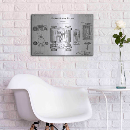 Luxe Metal Art 'Tubular Machine Blueprint Patent White' Acrylic Glass Wall Art,24x16