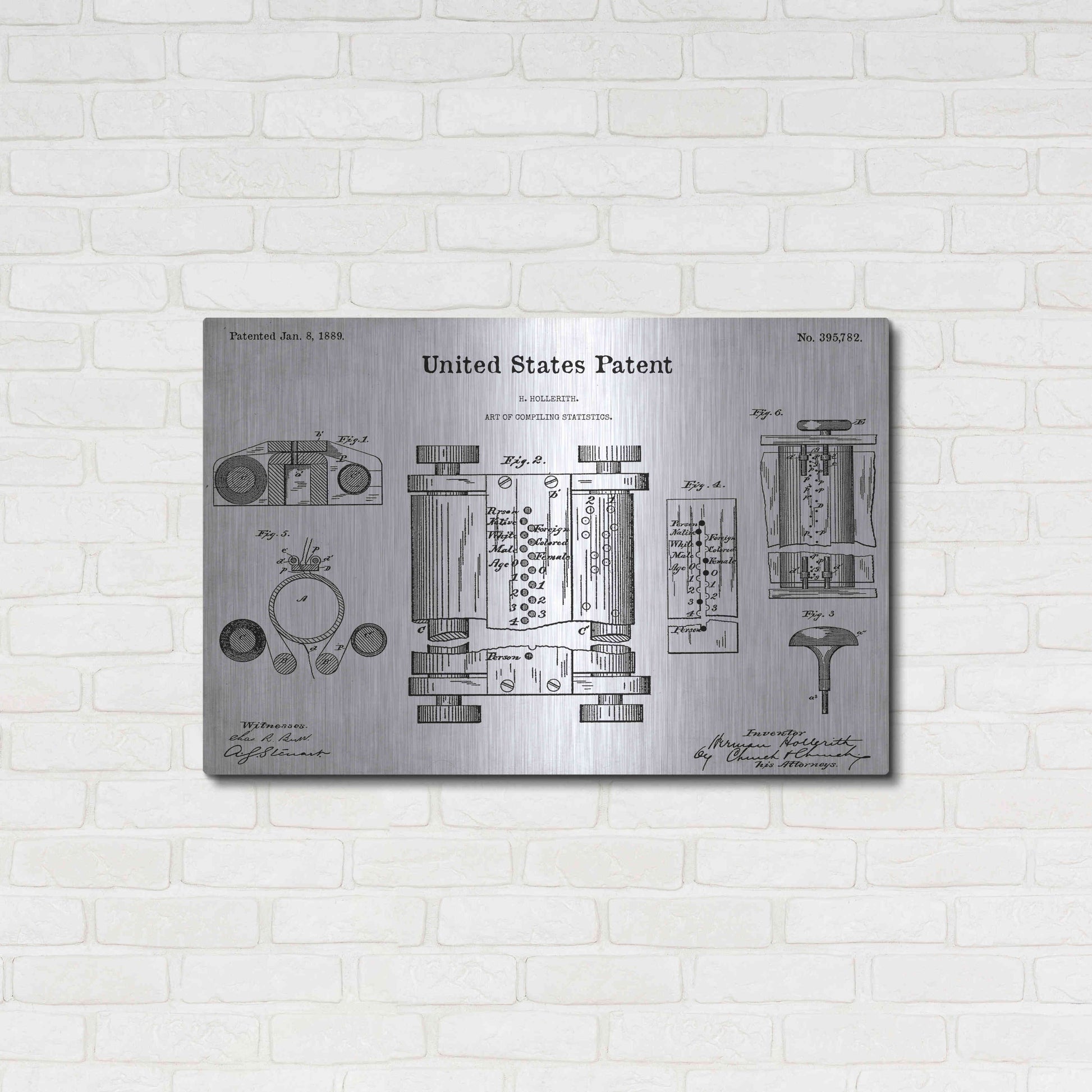 Luxe Metal Art 'Tubular Machine Blueprint Patent White' Acrylic Glass Wall Art,36x24