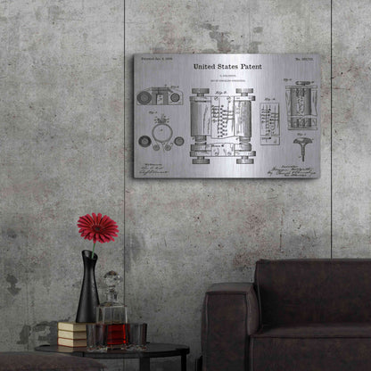 Luxe Metal Art 'Tubular Machine Blueprint Patent White' Acrylic Glass Wall Art,36x24