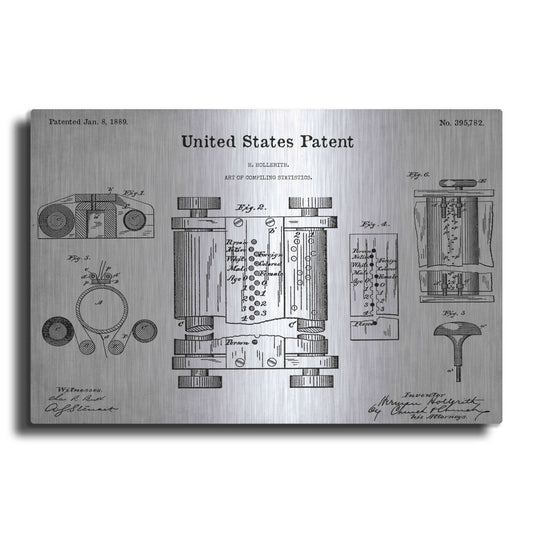 Luxe Metal Art 'Tubular Machine Blueprint Patent White' Acrylic Glass Wall Art