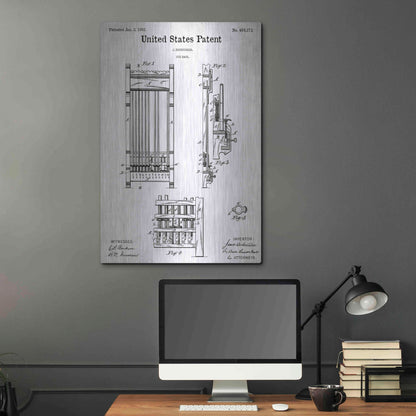 Luxe Metal Art 'Cue Rack Blueprint Patent White' Acrylic Glass Wall Art,24x36