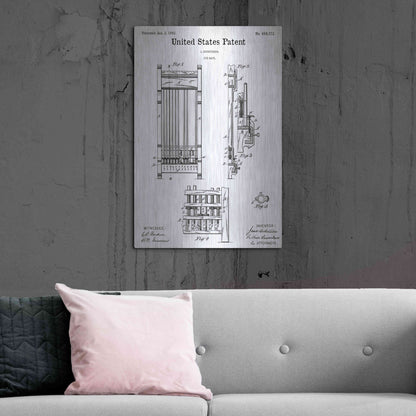 Luxe Metal Art 'Cue Rack Blueprint Patent White' Acrylic Glass Wall Art,24x36