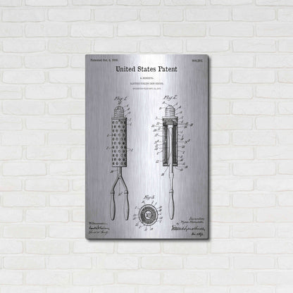 Luxe Metal Art 'Curling Iron Blueprint Patent White' Acrylic Glass Wall Art,24x36