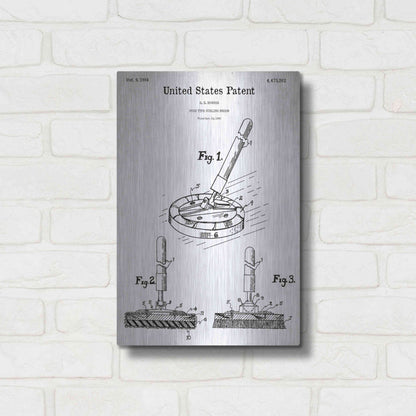 Luxe Metal Art 'Curling Broom Blueprint Patent White' Acrylic Glass Wall Art,12x16