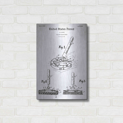 Luxe Metal Art 'Curling Broom Blueprint Patent White' Acrylic Glass Wall Art,16x24