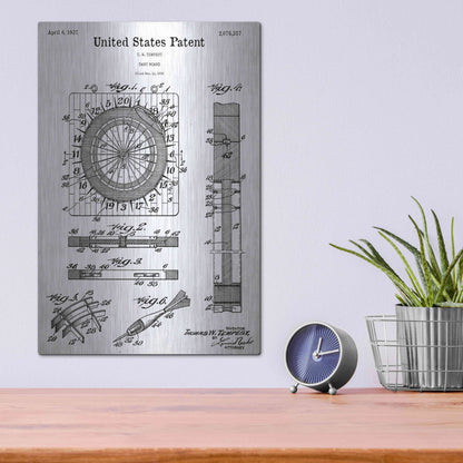 Luxe Metal Art 'Darts Game Blueprint Patent White' Acrylic Glass Wall Art,12x16