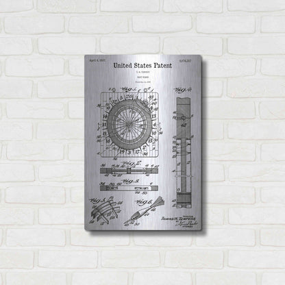 Luxe Metal Art 'Darts Game Blueprint Patent White' Acrylic Glass Wall Art,16x24