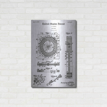 Luxe Metal Art 'Darts Game Blueprint Patent White' Acrylic Glass Wall Art,24x36