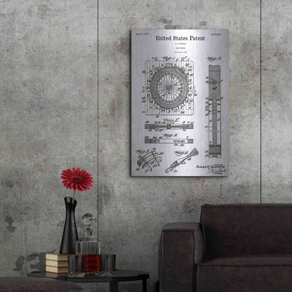 Luxe Metal Art 'Darts Game Blueprint Patent White' Acrylic Glass Wall Art,24x36