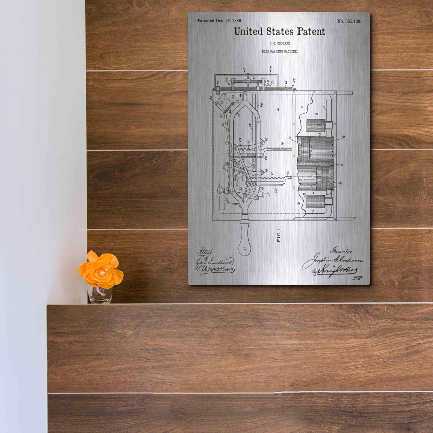 Luxe Metal Art 'Dish Washing Machine Blueprint Patent White' Acrylic Glass Wall Art,12x16