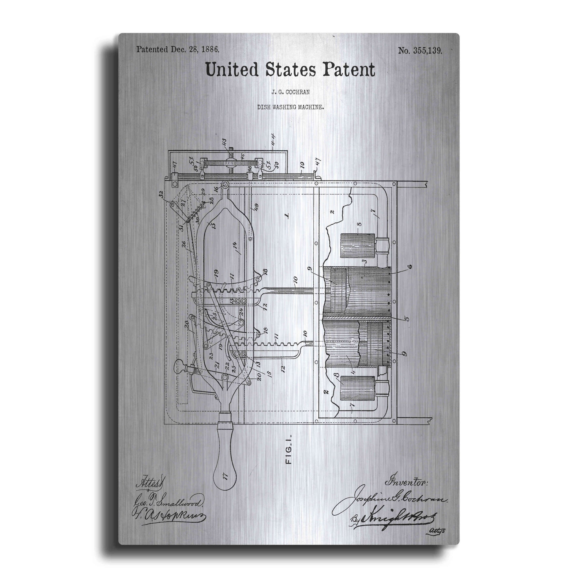 Luxe Metal Art 'Dish Washing Machine Blueprint Patent White' Acrylic Glass Wall Art