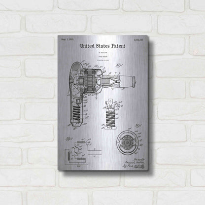 Luxe Metal Art 'Hair Dryer Blueprint Patent White' Acrylic Glass Wall Art,12x16