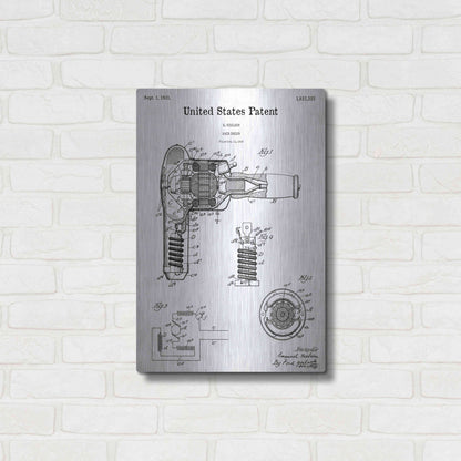 Luxe Metal Art 'Hair Dryer Blueprint Patent White' Acrylic Glass Wall Art,16x24