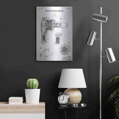 Luxe Metal Art 'Hair Dryer Blueprint Patent White' Acrylic Glass Wall Art,16x24