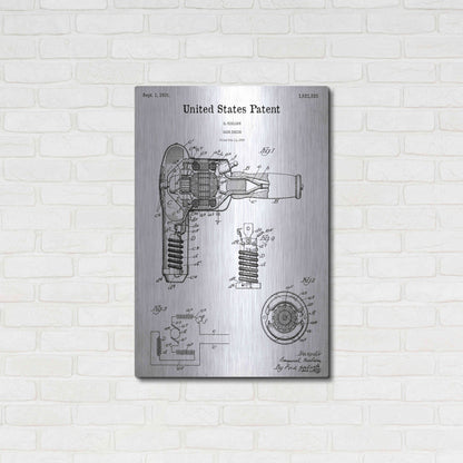 Luxe Metal Art 'Hair Dryer Blueprint Patent White' Acrylic Glass Wall Art,24x36