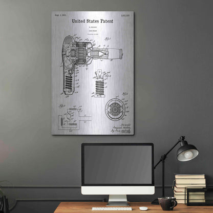 Luxe Metal Art 'Hair Dryer Blueprint Patent White' Acrylic Glass Wall Art,24x36