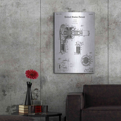 Luxe Metal Art 'Hair Dryer Blueprint Patent White' Acrylic Glass Wall Art,24x36