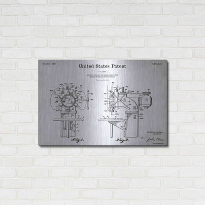 Luxe Metal Art 'Drill Press Blueprint Patent White' Acrylic Glass Wall Art,36x24