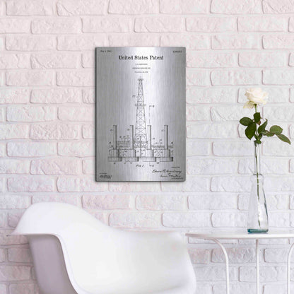 Luxe Metal Art 'Drilling Rig Blueprint Patent White' Acrylic Glass Wall Art,16x24