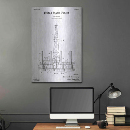 Luxe Metal Art 'Drilling Rig Blueprint Patent White' Acrylic Glass Wall Art,24x36