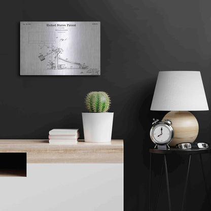 Luxe Metal Art 'Drum Beating Mechanism Blueprint Patent White' Acrylic Glass Wall Art,24x16