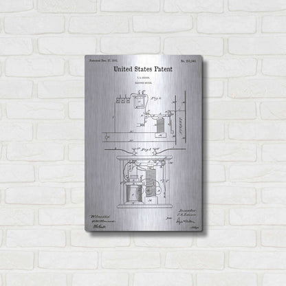 Luxe Metal Art 'Edison Electric Meter Blueprint Patent White' Acrylic Glass Wall Art,16x24