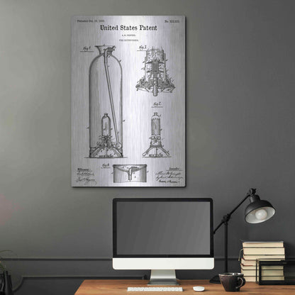 Luxe Metal Art 'Fire Extinguisher Blueprint Patent White' Acrylic Glass Wall Art,24x36