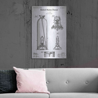 Luxe Metal Art 'Fire Extinguisher Blueprint Patent White' Acrylic Glass Wall Art,24x36