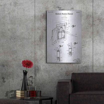 Luxe Metal Art 'Fire Hose Cabinet Blueprint Patent White' Acrylic Glass Wall Art,24x36