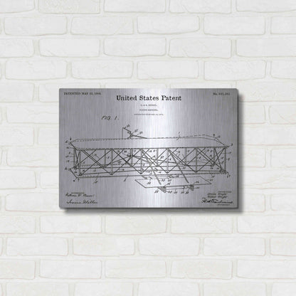 Luxe Metal Art 'Wright Bros. Flying Machine Blueprint Patent White' Acrylic Glass Wall Art,24x16