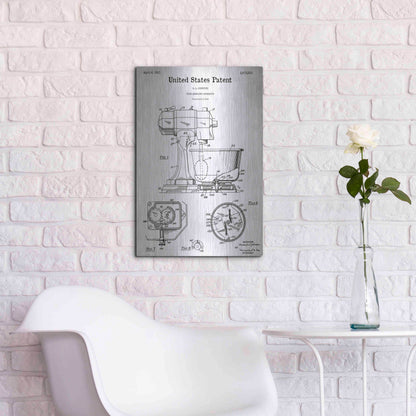 Luxe Metal Art 'Kitchen Mixer Blueprint Patent White' Acrylic Glass Wall Art,16x24