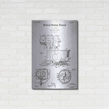 Luxe Metal Art 'Kitchen Mixer Blueprint Patent White' Acrylic Glass Wall Art,24x36