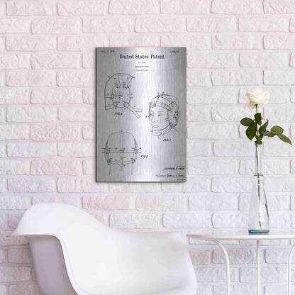 Luxe Metal Art 'Wrestling Headgear Blueprint Patent White' Acrylic Glass Wall Art,16x24