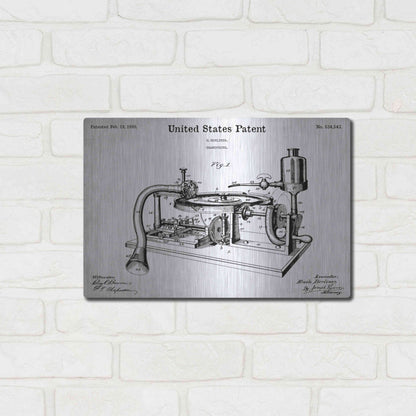 Luxe Metal Art 'Gramophone, 1895 Blueprint Patent White' Acrylic Glass Wall Art,16x12