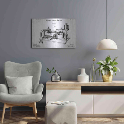 Luxe Metal Art 'Gramophone, 1895 Blueprint Patent White' Acrylic Glass Wall Art,24x16