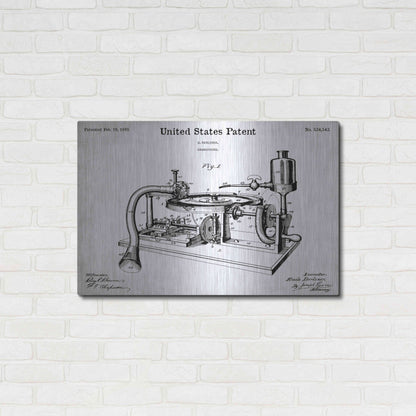 Luxe Metal Art 'Gramophone, 1895 Blueprint Patent White' Acrylic Glass Wall Art,36x24