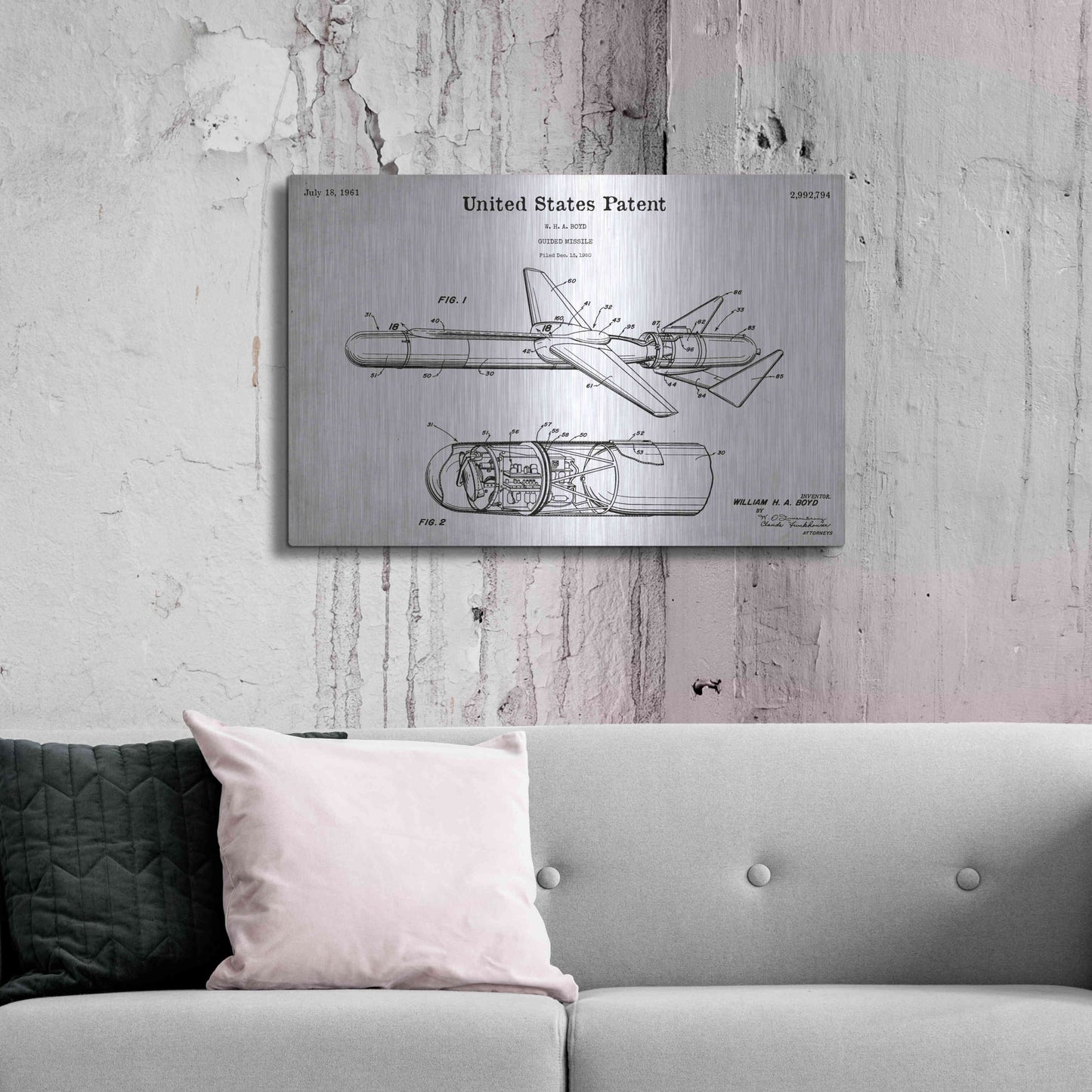 Luxe Metal Art 'Cold War Era Blueprint Patent White' Acrylic Glass Wall Art,36x24