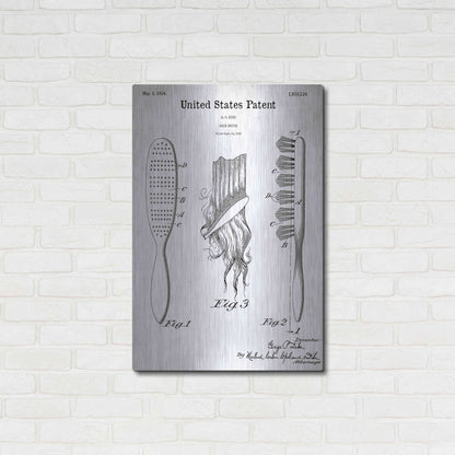 Luxe Metal Art 'Hair Brush Blueprint Patent White' Acrylic Glass Wall Art,24x36