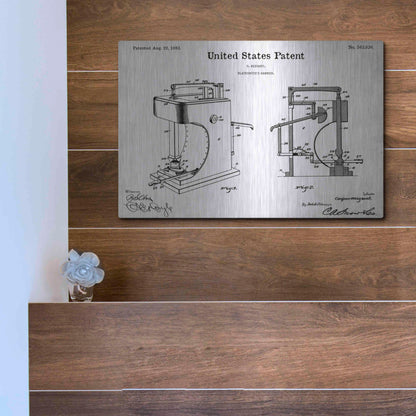 Luxe Metal Art 'Blacksmith's Hammer Blueprint Patent White' Acrylic Glass Wall Art,16x12