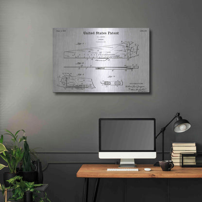 Luxe Metal Art 'Handsaw Blueprint Patent White' Acrylic Glass Wall Art,36x24