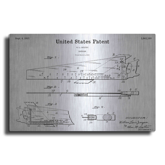 Luxe Metal Art 'Handsaw Blueprint Patent White' Acrylic Glass Wall Art