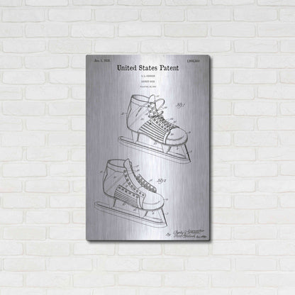 Luxe Metal Art 'Hockey Shoe, 1935 Blueprint Patent White' Acrylic Glass Wall Art,24x36