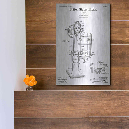 Luxe Metal Art 'Ice Cream Machine Blueprint Patent White' Acrylic Glass Wall Art,12x16